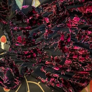 Floral Velvet babydoll in Black and red